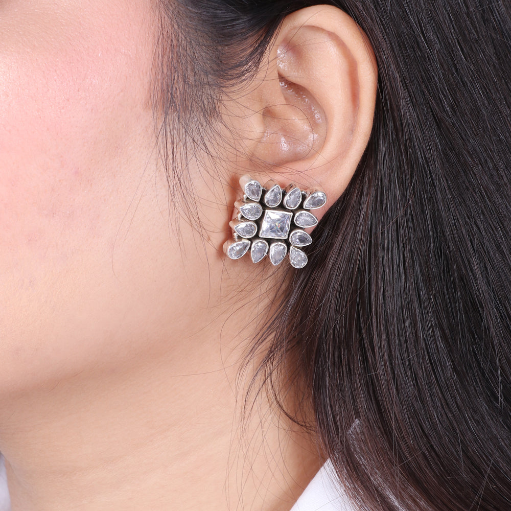 White Stones Square Studs image 0
